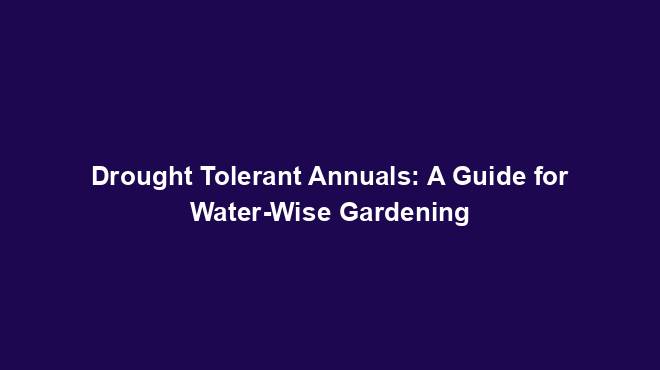Drought Tolerant Annuals: A Guide for Water-Wise Gardening