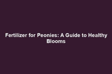 Fertilizer for Peonies: A Guide to Healthy Blooms