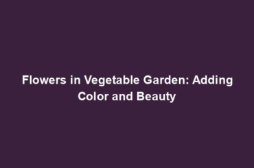 Flowers in Vegetable Garden: Adding Color and Beauty