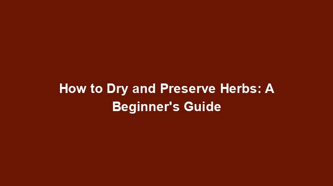 How to Dry and Preserve Herbs: A Beginner's Guide
