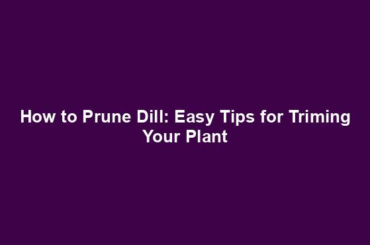 How to Prune Dill: Easy Tips for Triming Your Plant