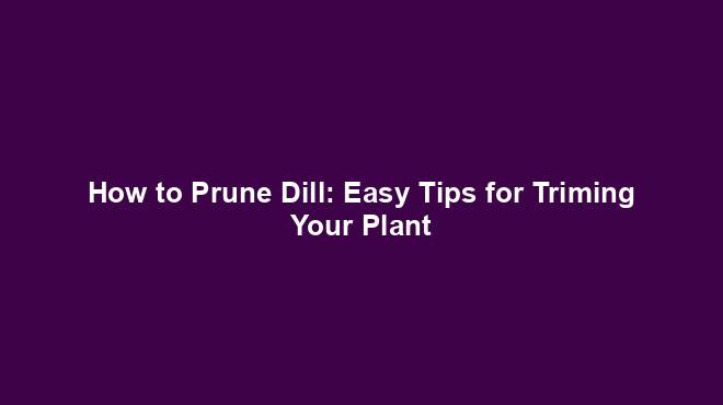 How to Prune Dill: Easy Tips for Triming Your Plant