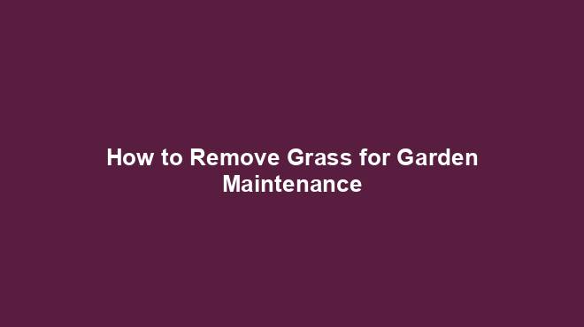 How to Remove Grass for Garden Maintenance