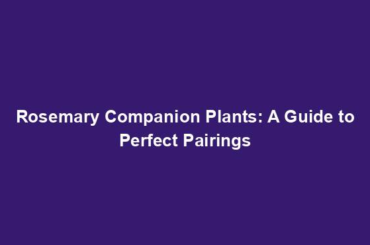 Rosemary Companion Plants: A Guide to Perfect Pairings