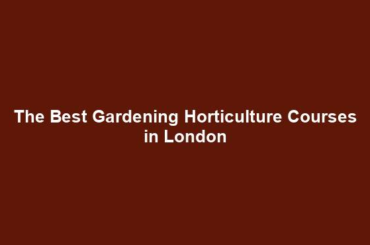 The Best Gardening Horticulture Courses in London