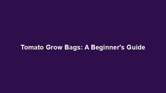 Tomato Grow Bags: A Beginner's Guide