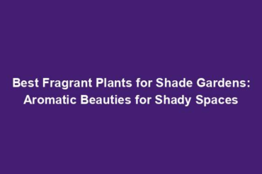 Best Fragrant Plants for Shade Gardens: Aromatic Beauties for Shady Spaces