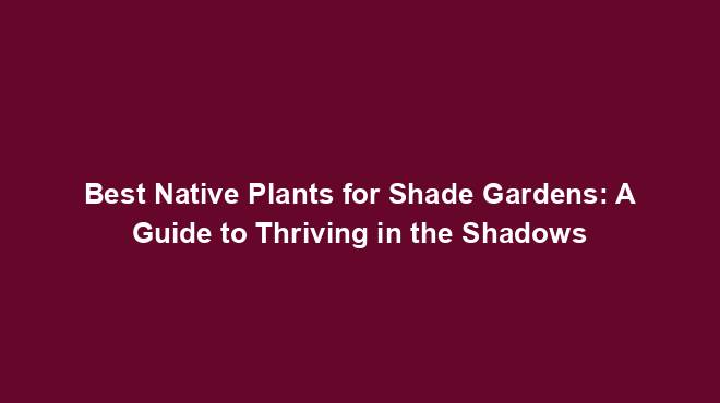 Best Native Plants for Shade Gardens: A Guide to Thriving in the ...