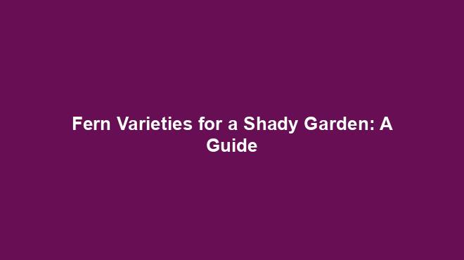 Fern Varieties for a Shady Garden: A Guide