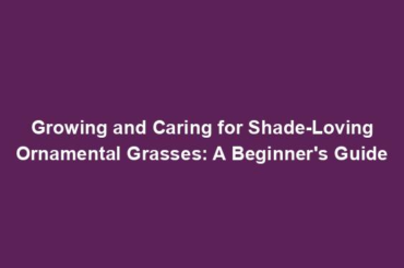 Growing and Caring for Shade-Loving Ornamental Grasses: A Beginner's Guide