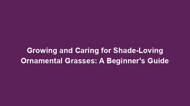 Growing and Caring for Shade-Loving Ornamental Grasses: A Beginner's Guide