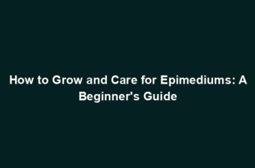 How to Grow and Care for Epimediums: A Beginner's Guide