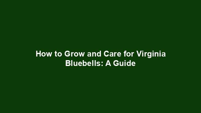 How to Grow and Care for Virginia Bluebells: A Guide